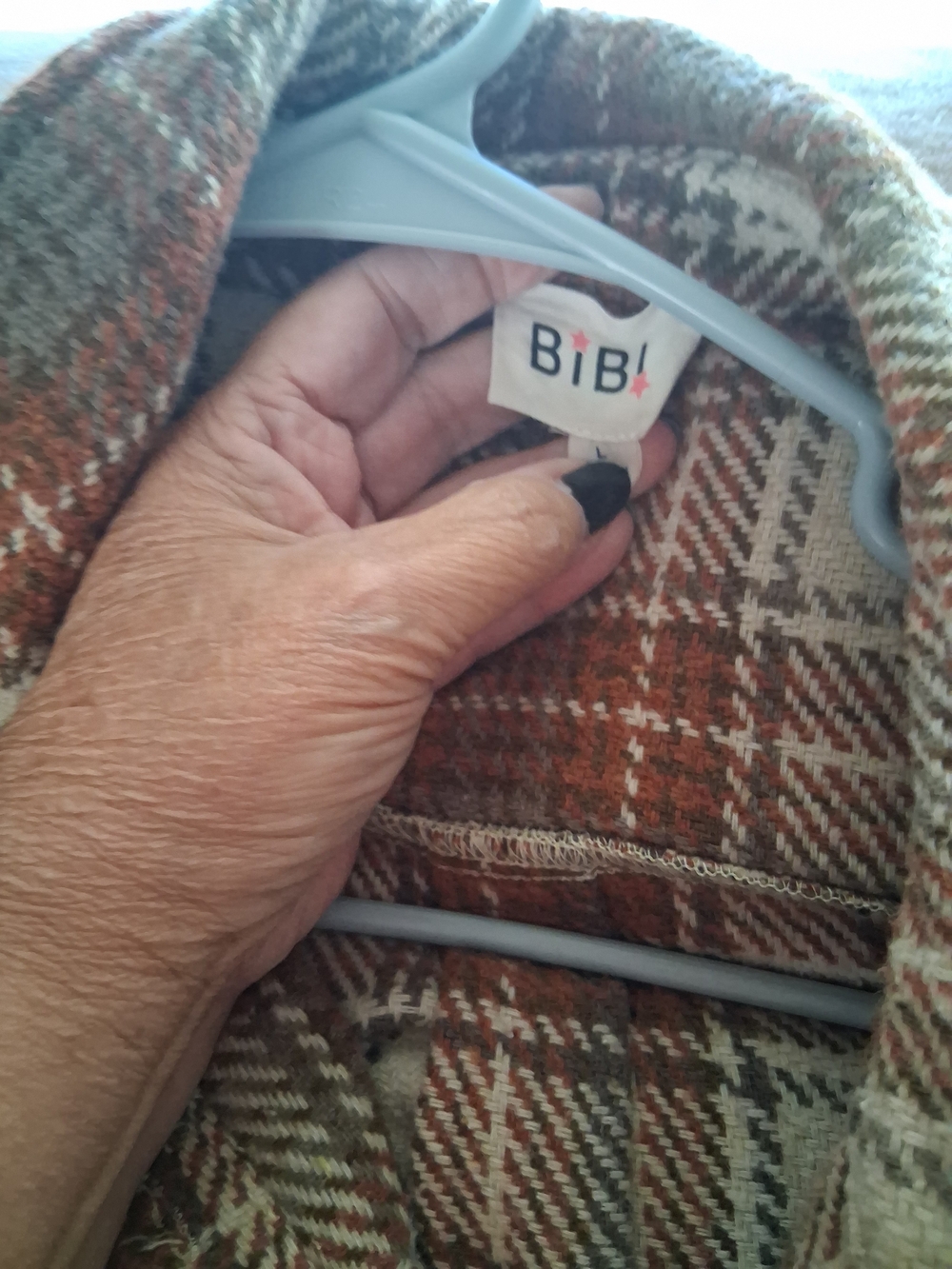 BIBI Plaid Wool Blend Jacket in Rust and Cream